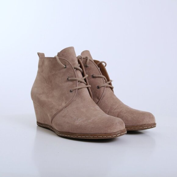Franco Sarto Annabelle Lace Up Wedge Booties in Tan Women Size 9 - Picture 1 of 12